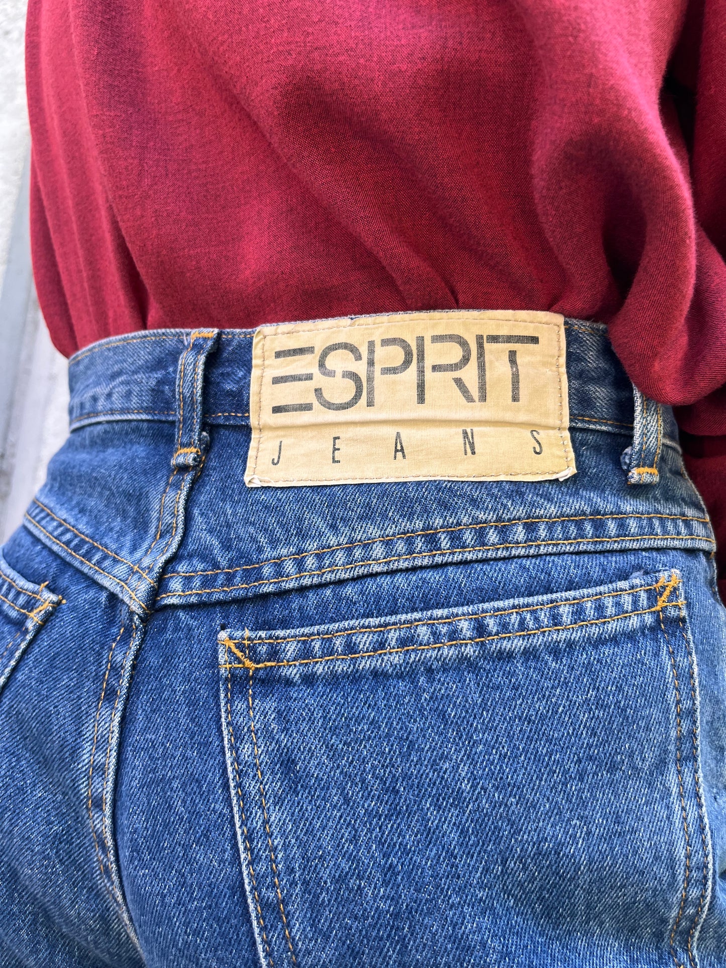 1990s Esprit Medium-Wash High-Waisted Taper Jeans