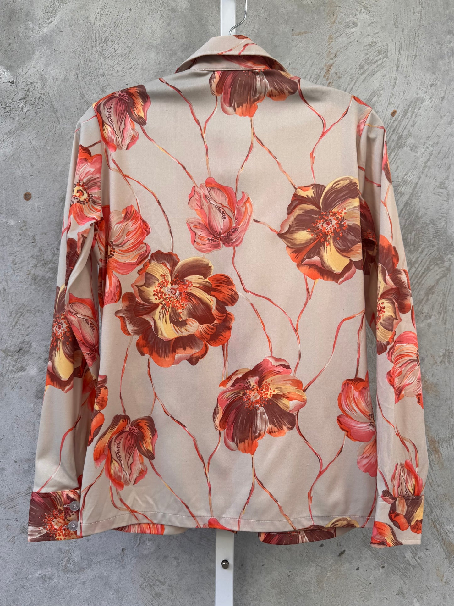 1970s Floral Print Point Collar Shirt