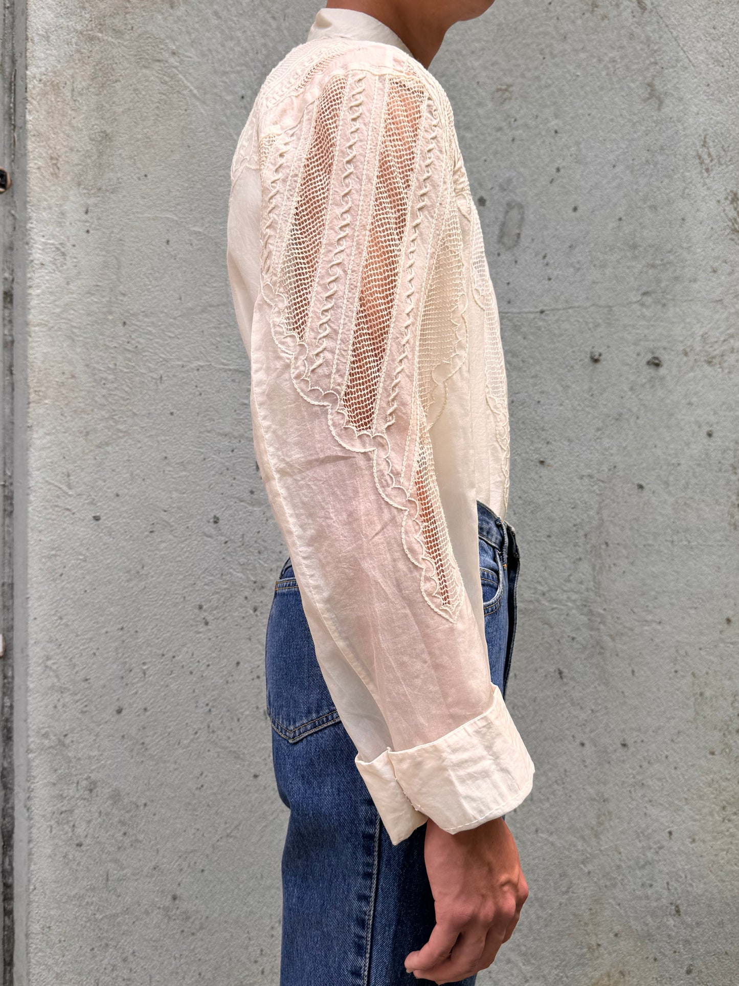 1980s Sheer Eyelet Button-up Shirt