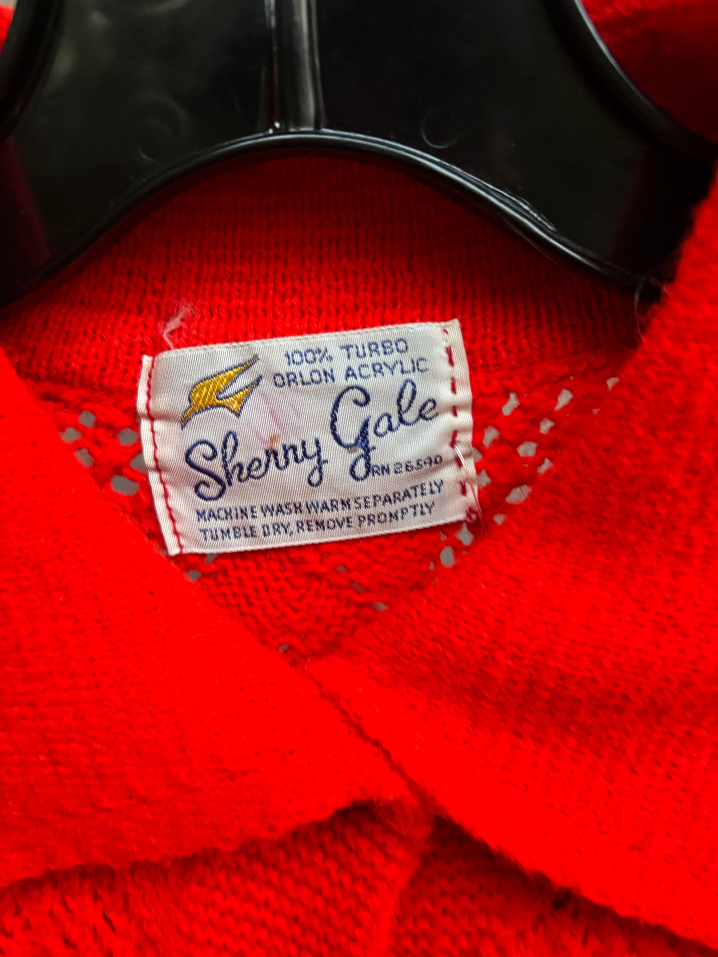 1960s Red Knit Collared Poncho