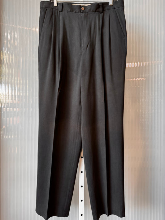 1980s Black Pleated Trousers