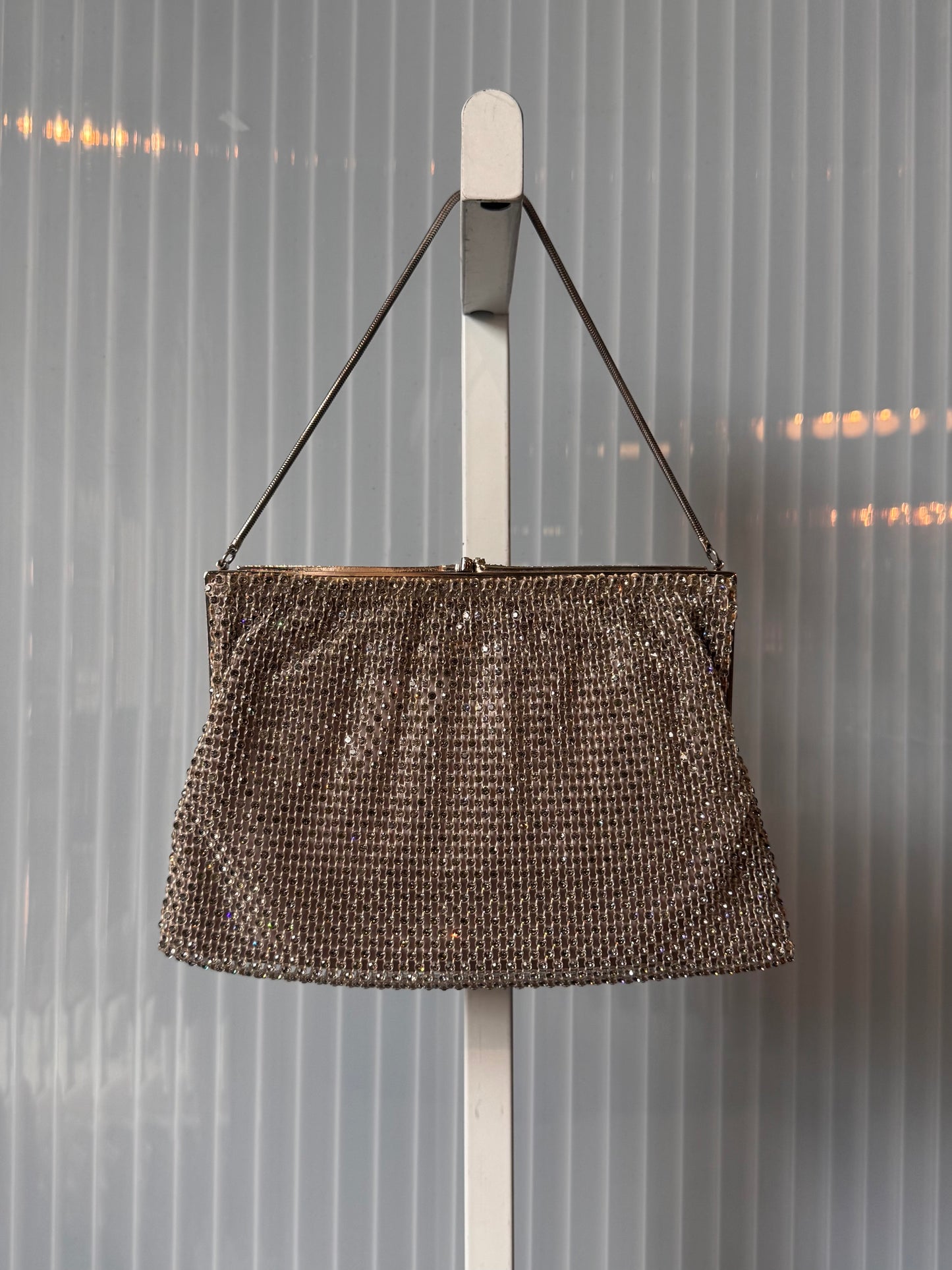 1980s Silver Rhinestone Mesh Purse