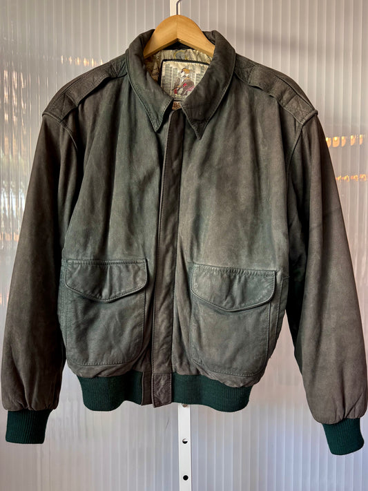 1980s Urban Cowboy Leather Jacket w/ Chart Lining