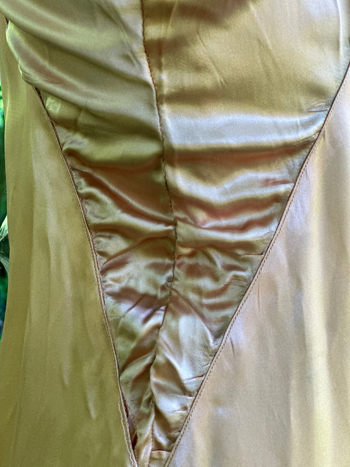 Antique 1920’s Peach Satin Drop-Waist Slip Gown