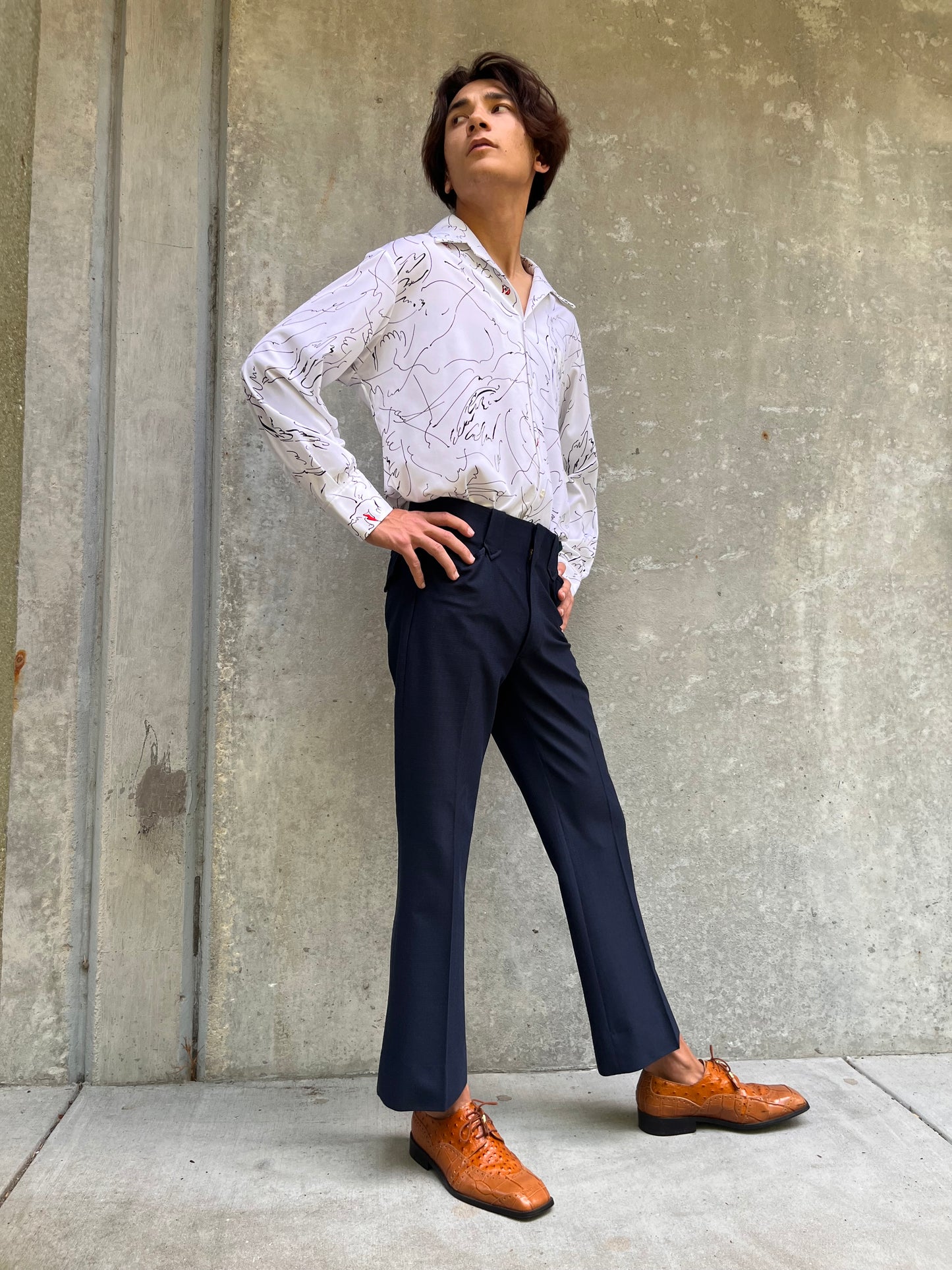 1970s Tregus Westwear Navy Blue Leisure-suit Trousers