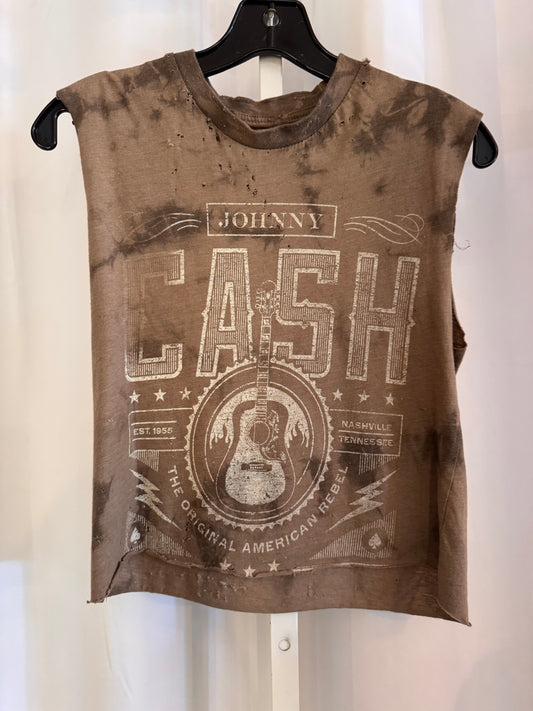 Johnny Cash Brown Cropped Tank Shirt