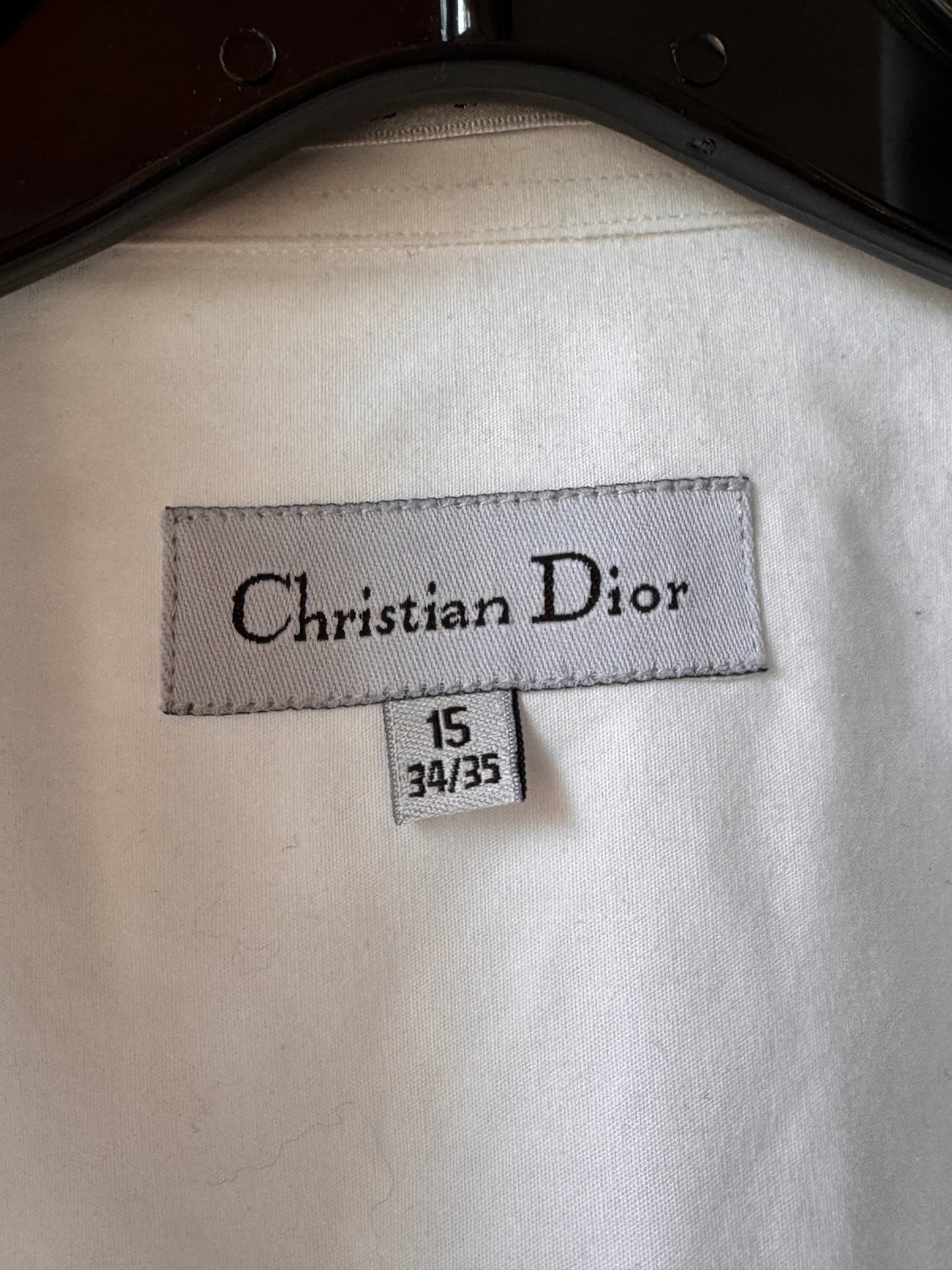 2000s White Christian Dior Button-Up Long Sleeve French Cuff Shirt