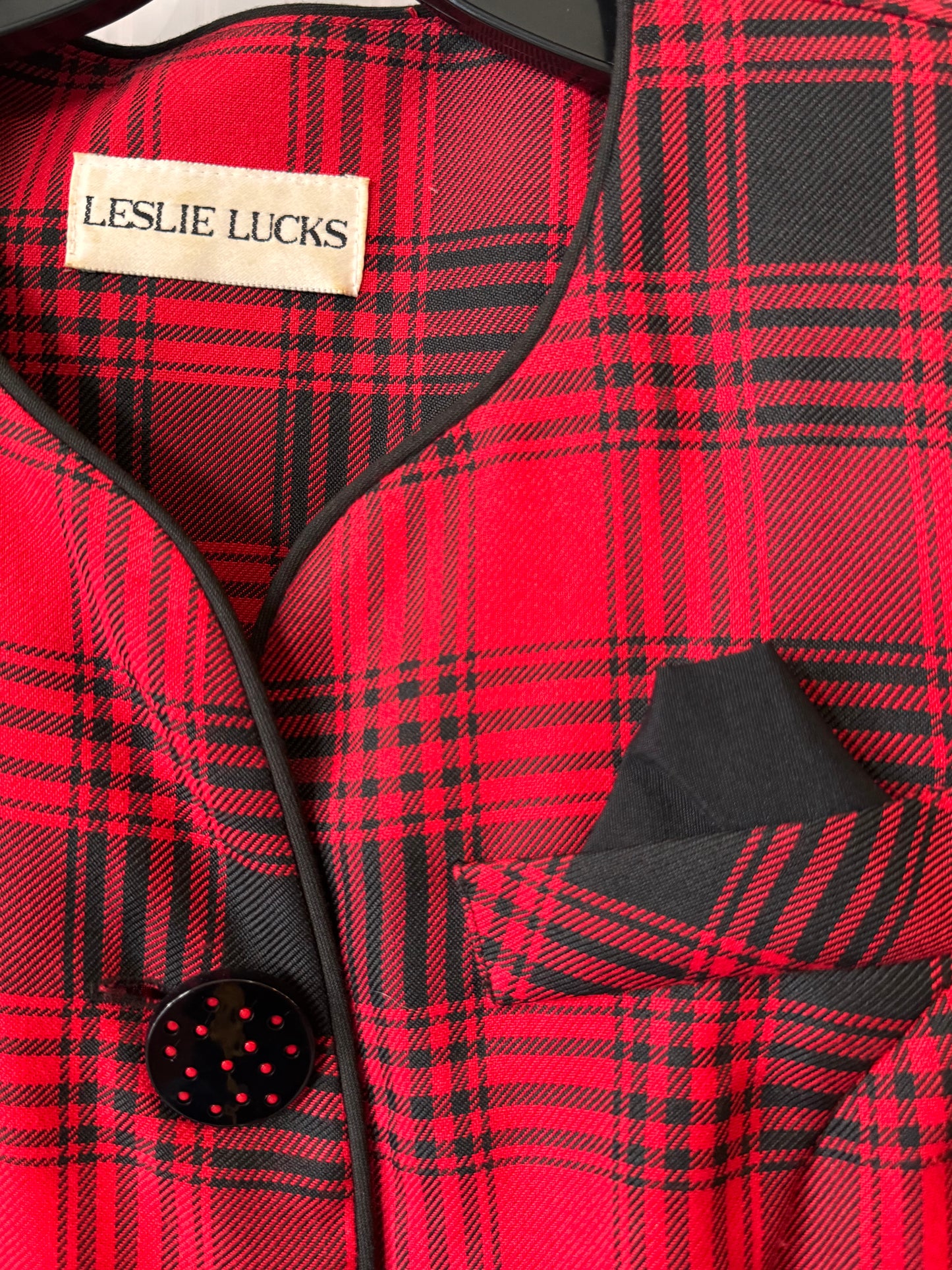 1980s Leslie Lucks Red Plaid Jacket
