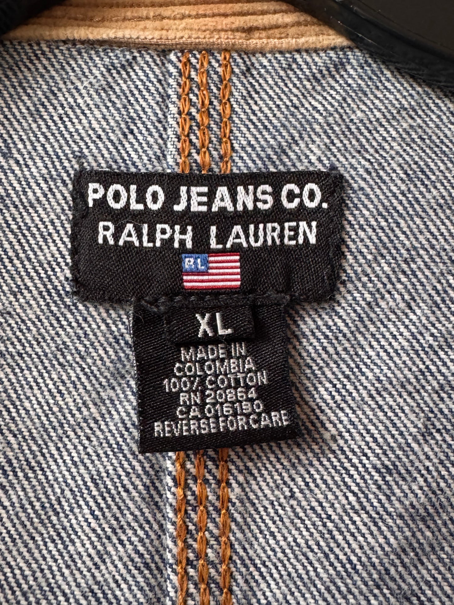 1990s Polo Denim Jacket w/ Corduroy Collar
