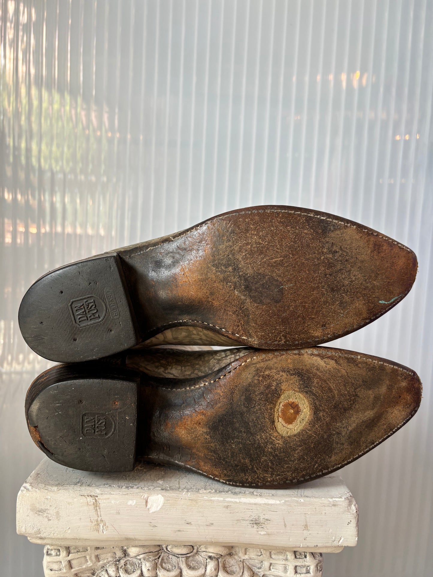 Dan Post 2-Tone Tan Leather Cowboy Boots 8