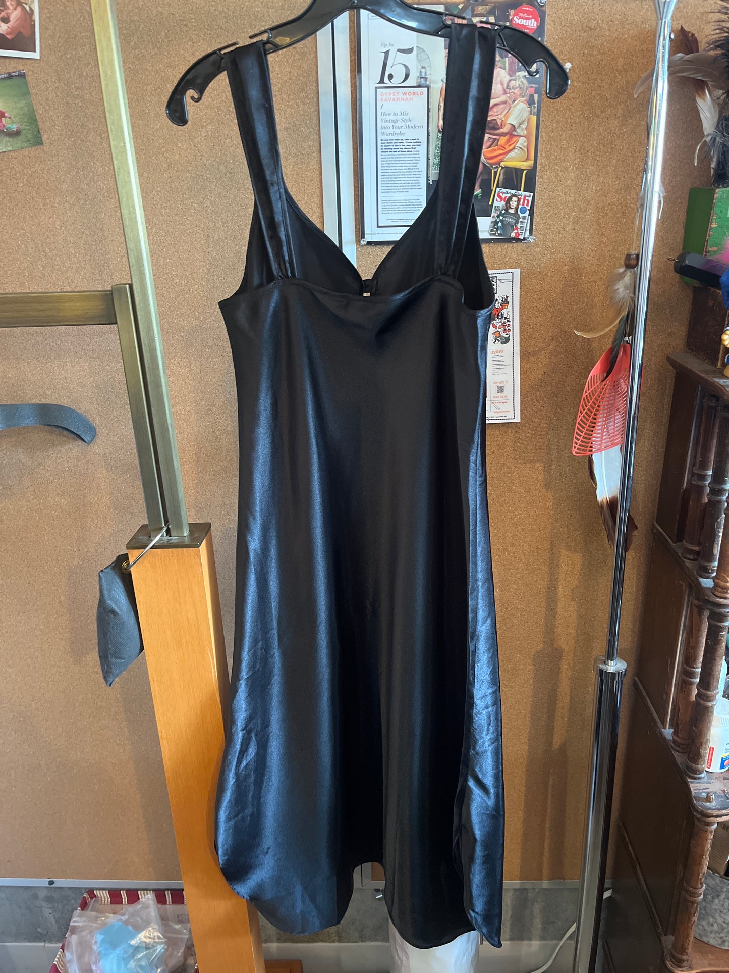 1990s Adonna Black Slip Dress