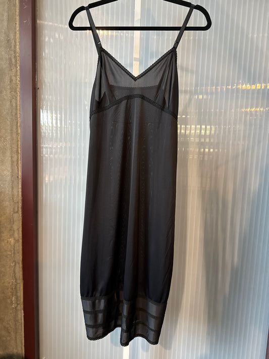 1970s Black Slip with Lace Details