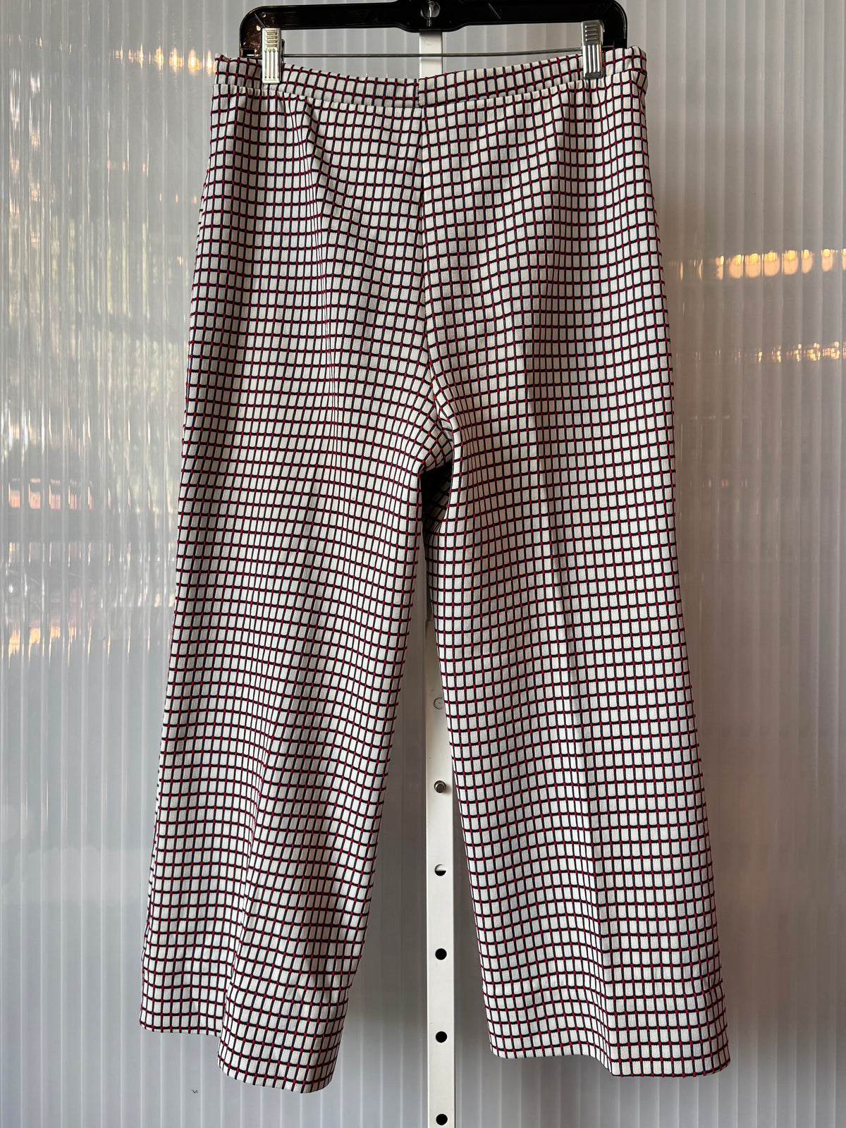 1970s White Red & Blue Polyknit Pants
