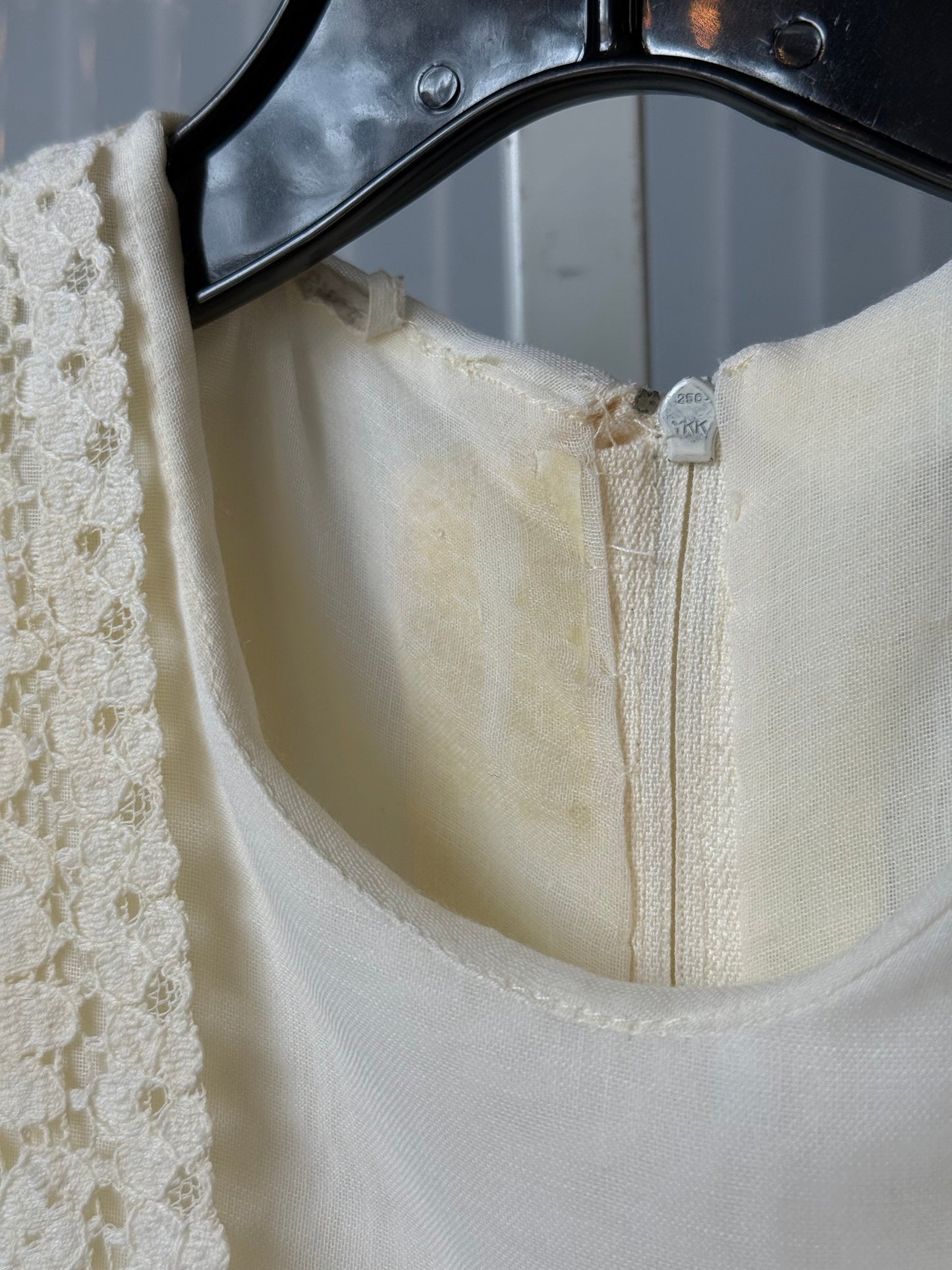 1970s Cream Layered Maxi Gown w/ Lace & Embroidery