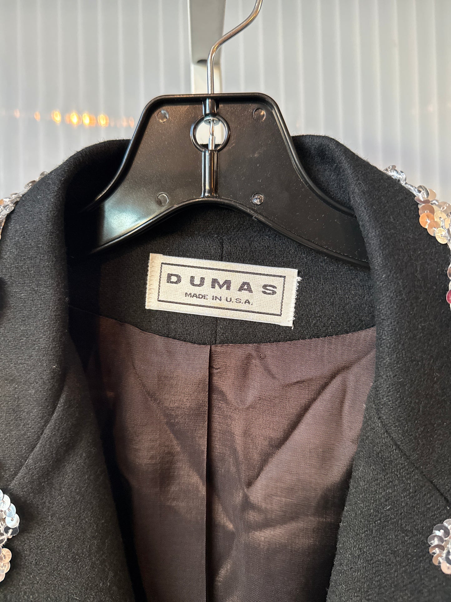 1980s Black Wool Sequin Blazer