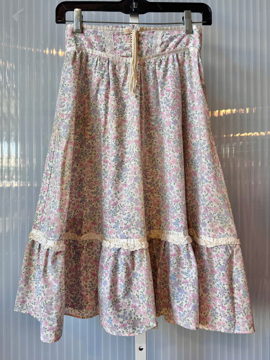 Gunne Sax Pink & Blue Prairie Skirt