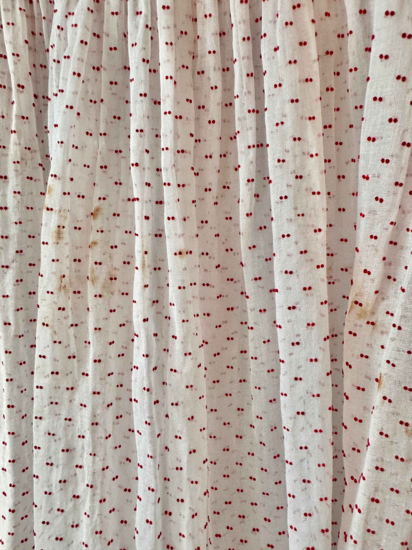 1940s Sheer White & Red Swiss Dot Dress