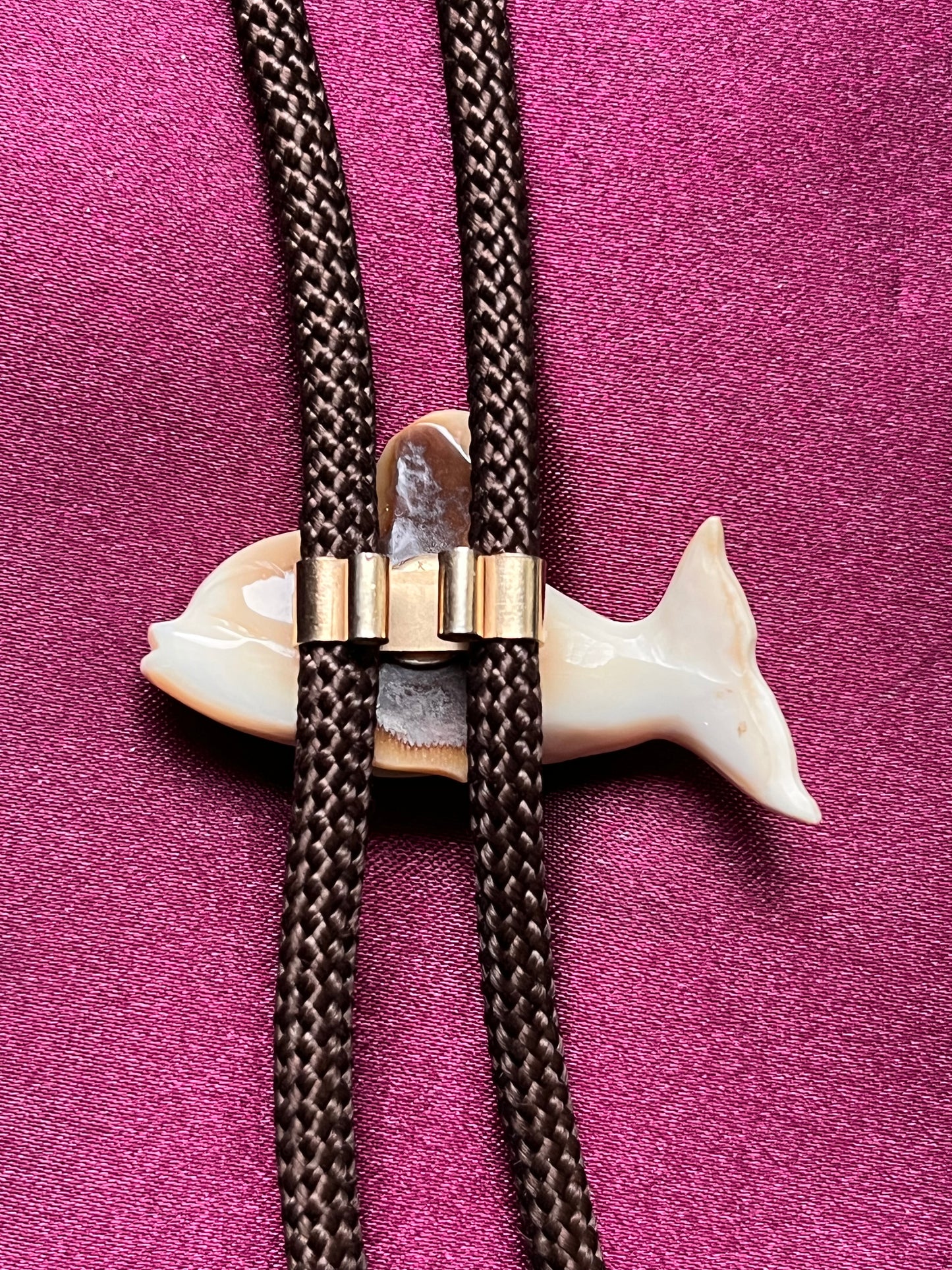 Carved Shell Fish Bolo Tie
