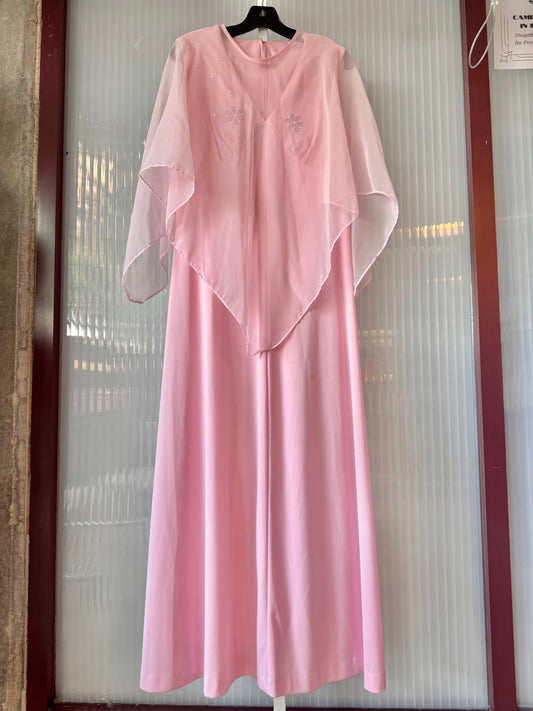 1960s Pink Gown with Sheer Shawl