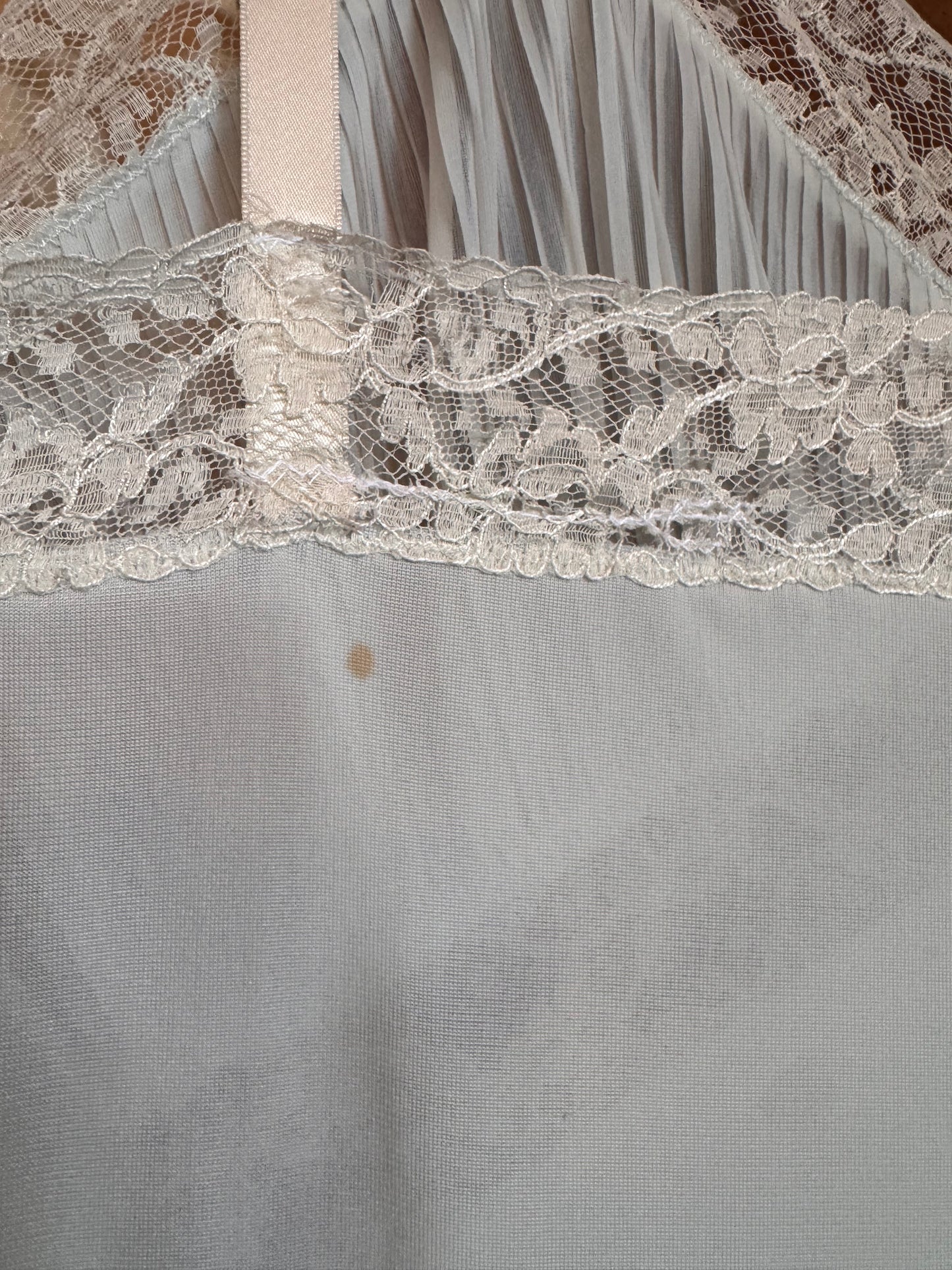 1950s Shadowline Blue Slip Ruffle Hem