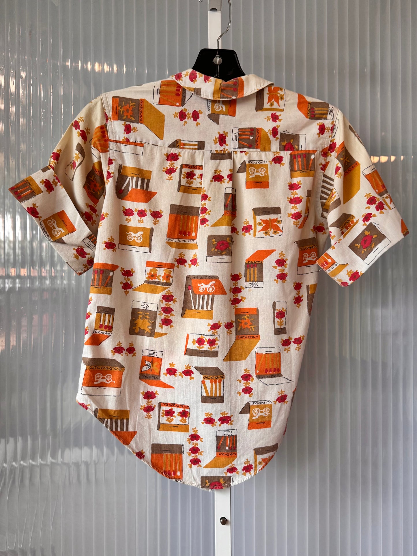 1950s Orange Match Book Button-Up Shirt
