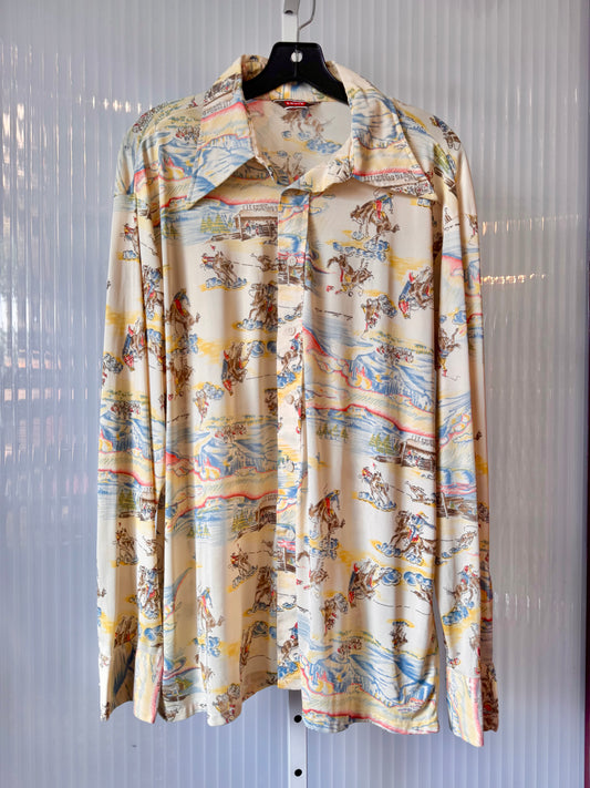 1970s Levis Western Scene Point Collar Shirt