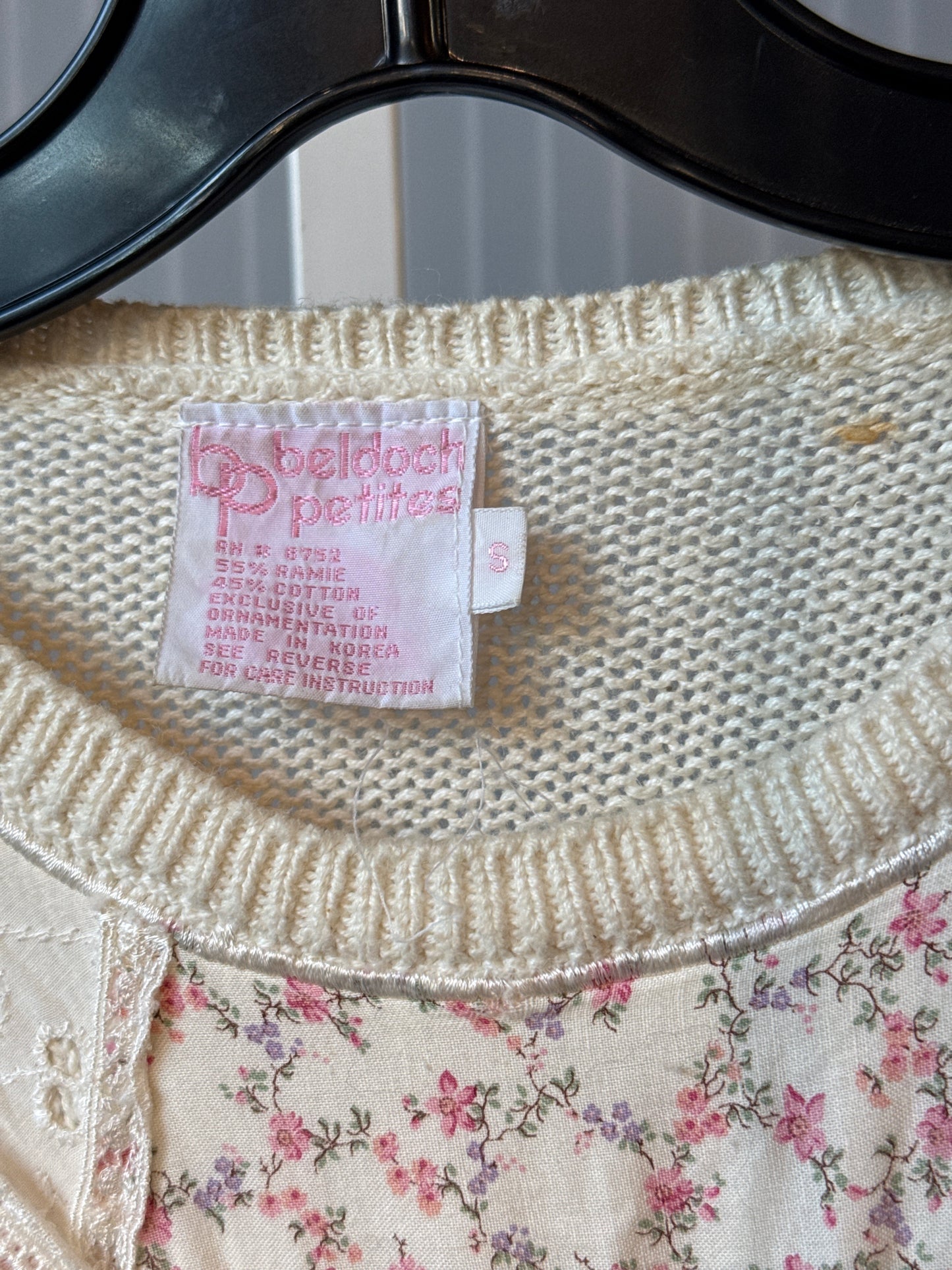 1980s Cream Floral Sweater