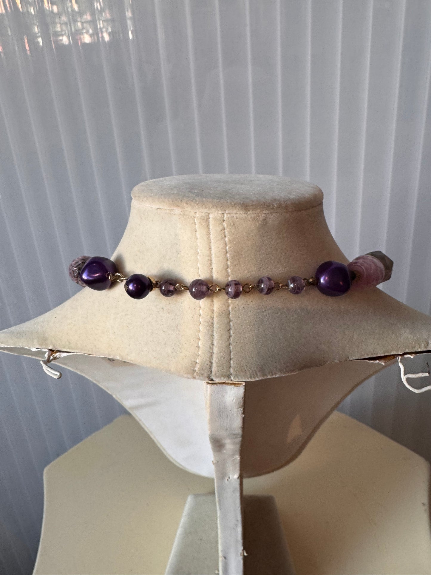 1950s Coro Purple Glass Bead Choker Necklace