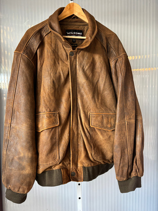 Wilson Brown Leather Bomber Jacket w/ Lining
