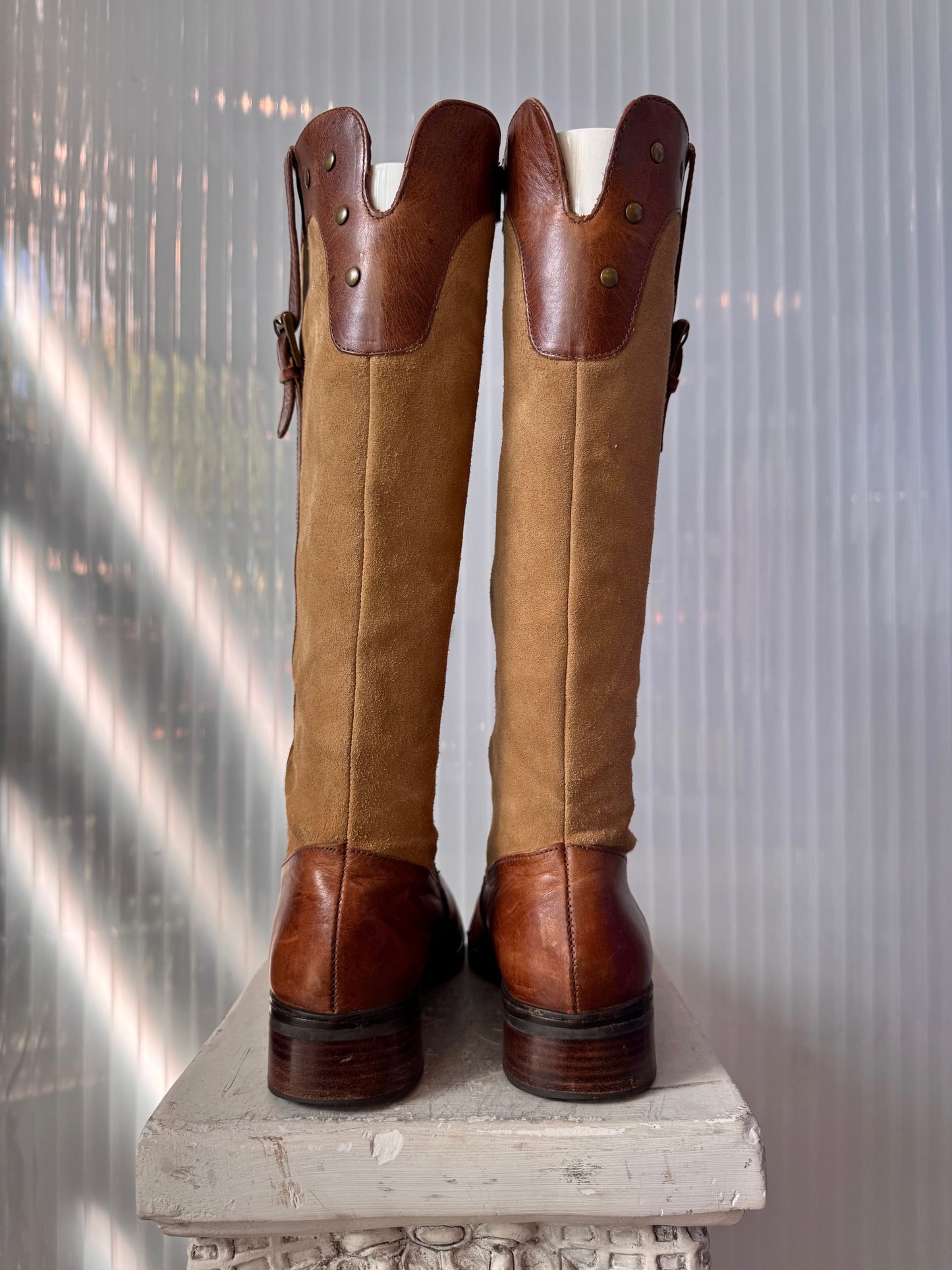 Two-Toned Brown Leather & Suede Boots Size 7 1/2M