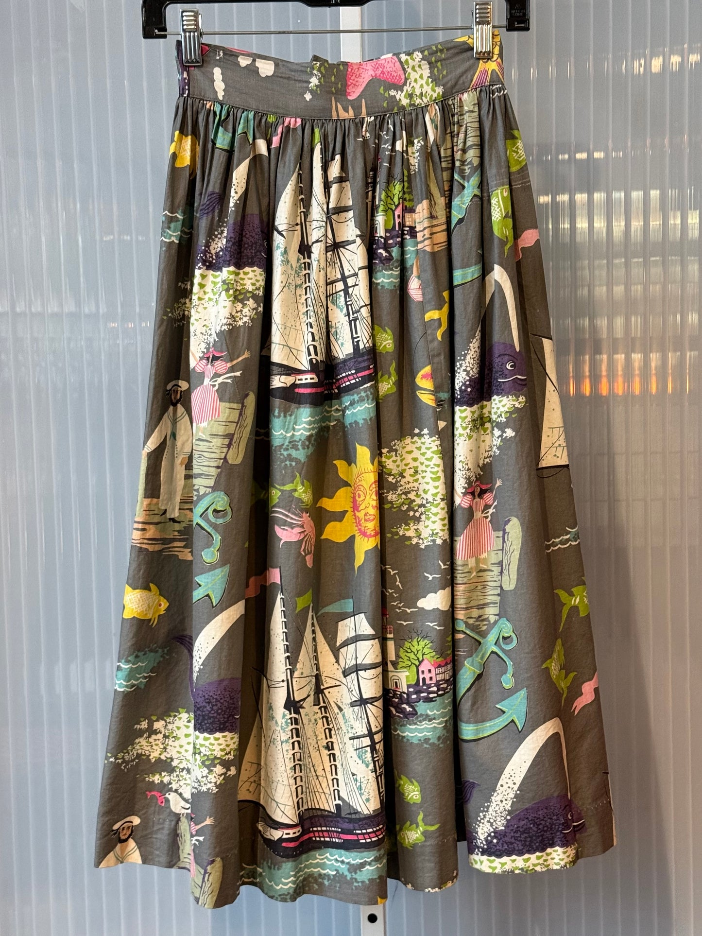 1950s Grey Nautical Swing Skirt