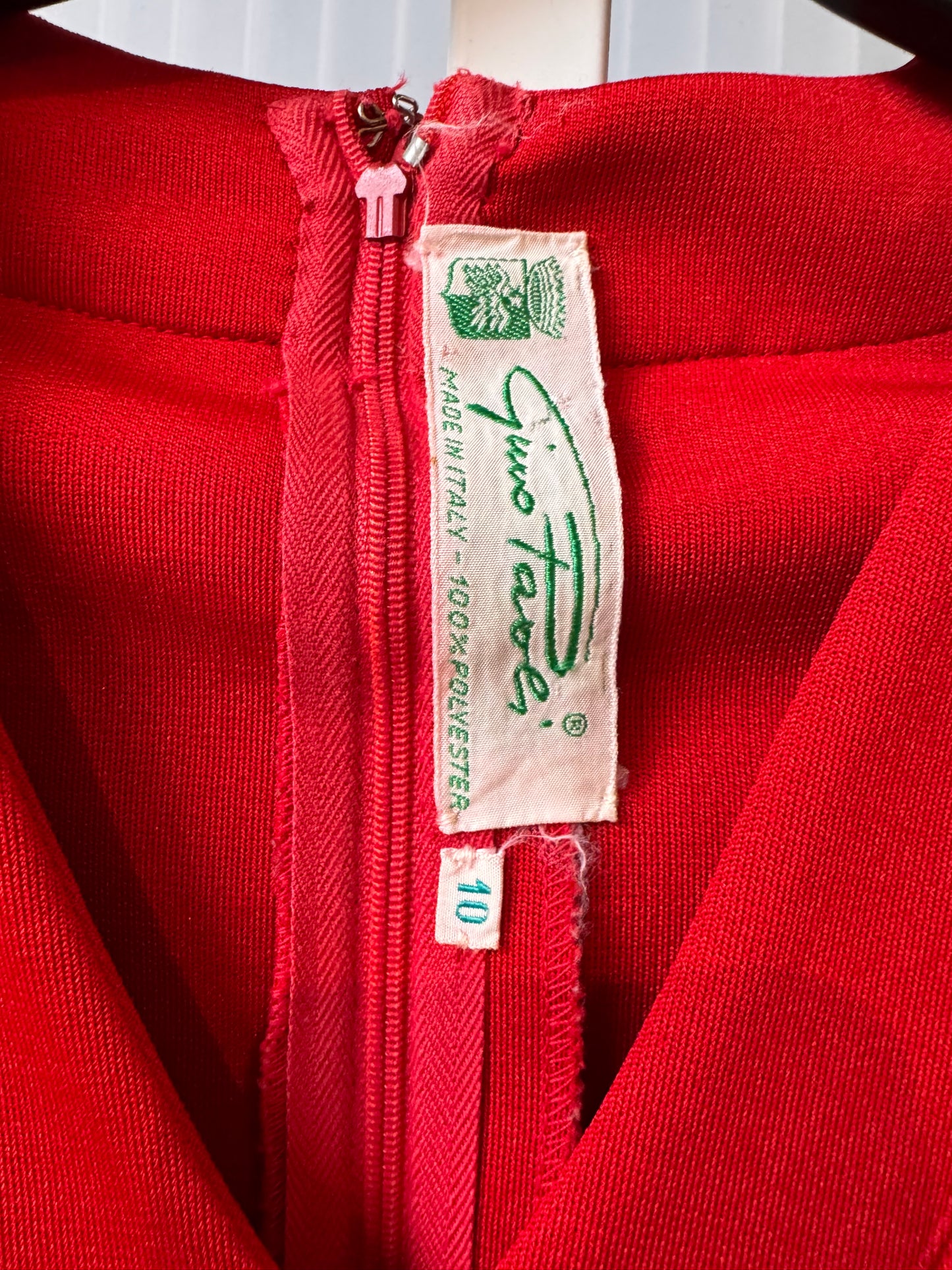 1960s Red V-Neck Dress with Capelet Sleeves