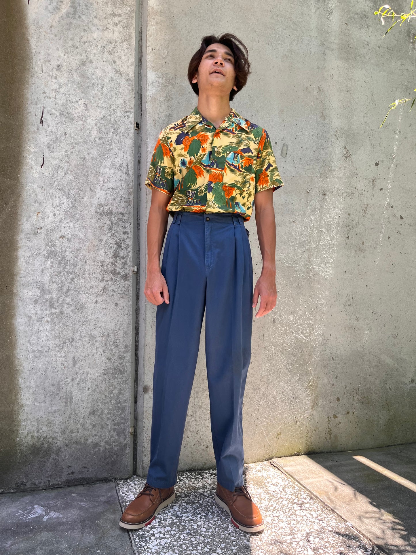 1980s Lizsport Blue Twill Pleated Trousers