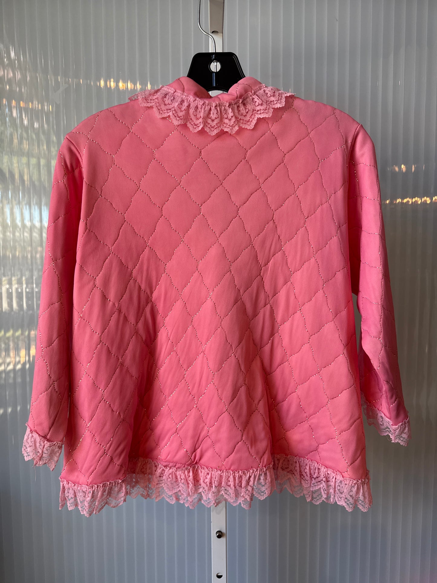 1960s Pink Sparkly Quilted Bed Jacket