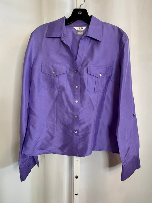 1980s 100% Silk Purple Button-Up Blouse