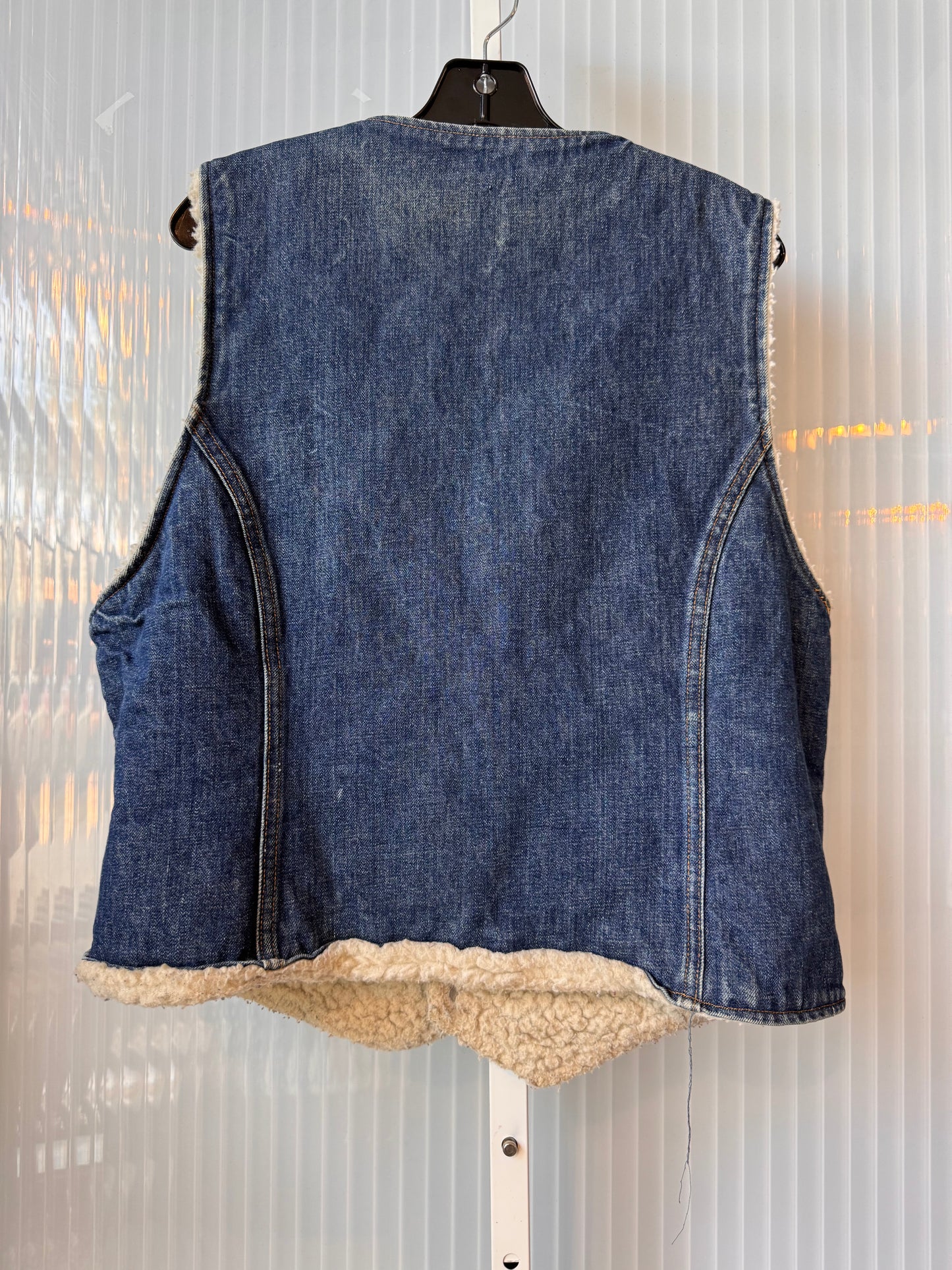 1970s Denim Snap-Up Vest with Sherpa Lining