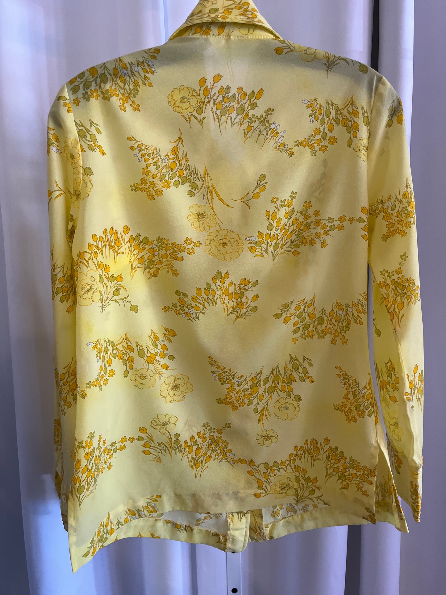 1970s Alex Colman Yellow Floral Blouse