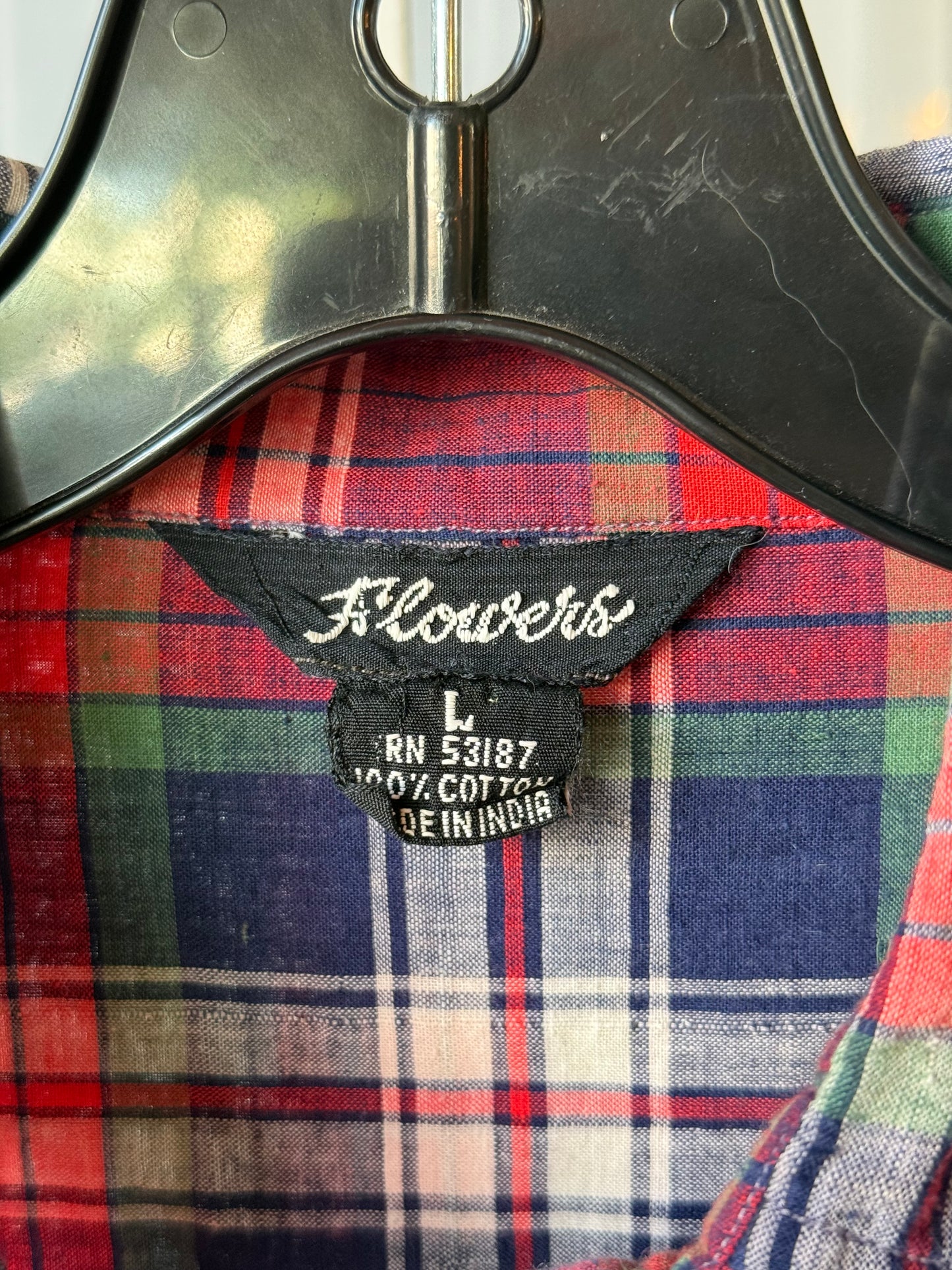 1970s Classic Plaid Button-Up Collared Blouse