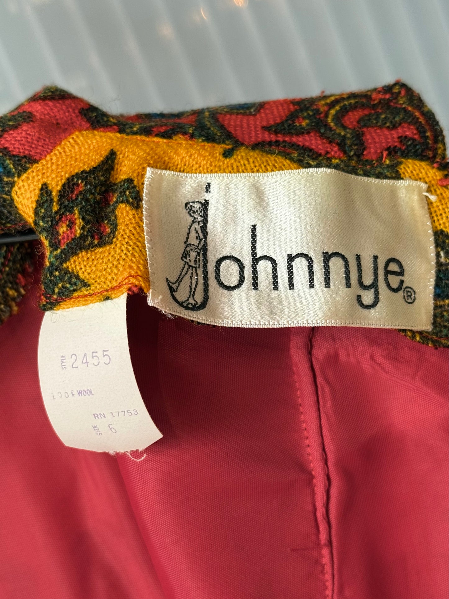 1960s Red & Orange Paisley Print Wool Dress