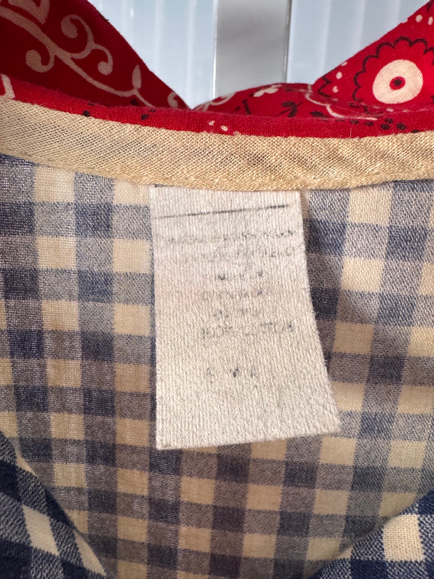 1970s Red & Blue Gingham Button Up Shirt