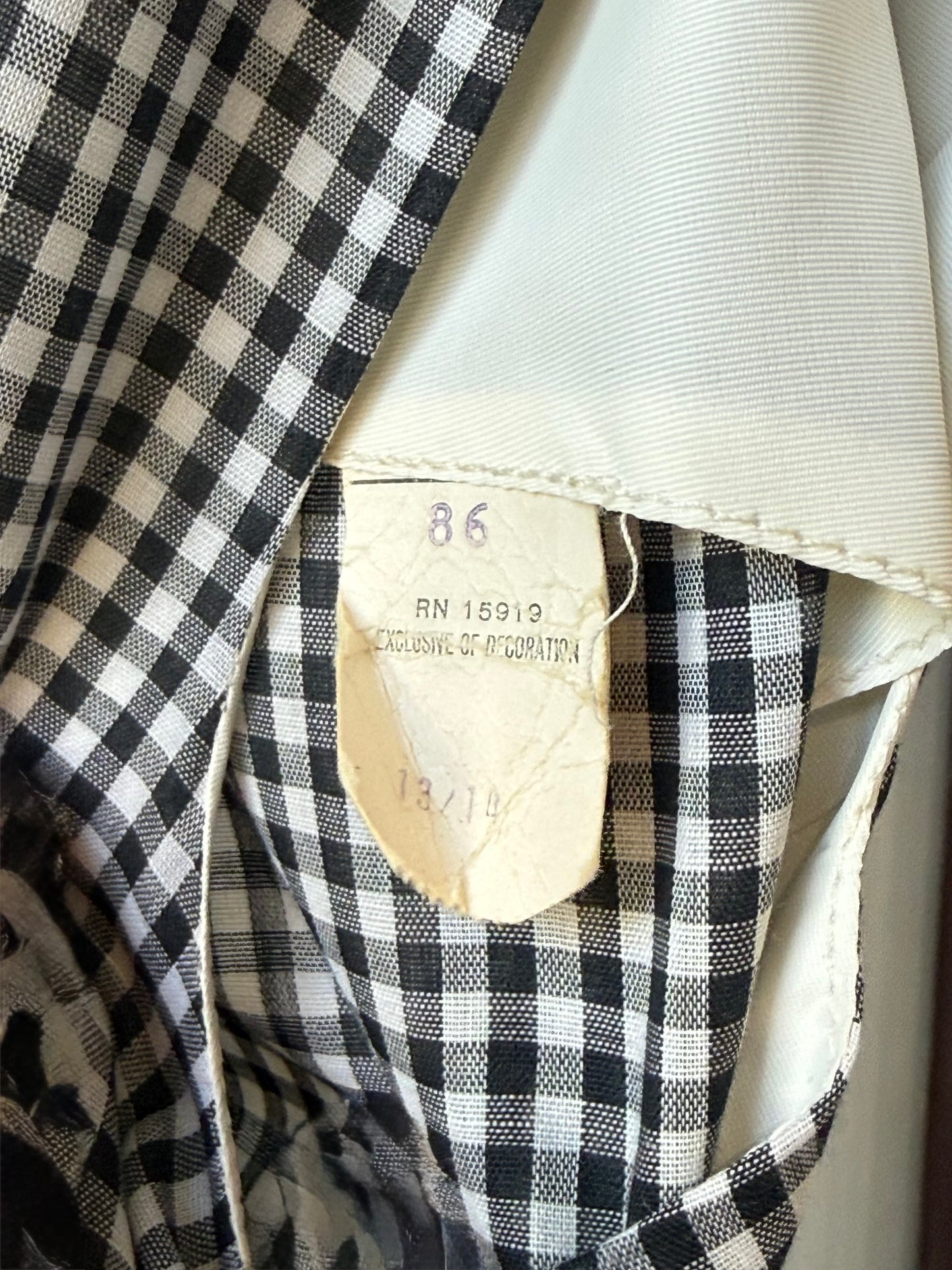 1960s Gingham and Polka Dot B&W Sleeveless Maxi Dress