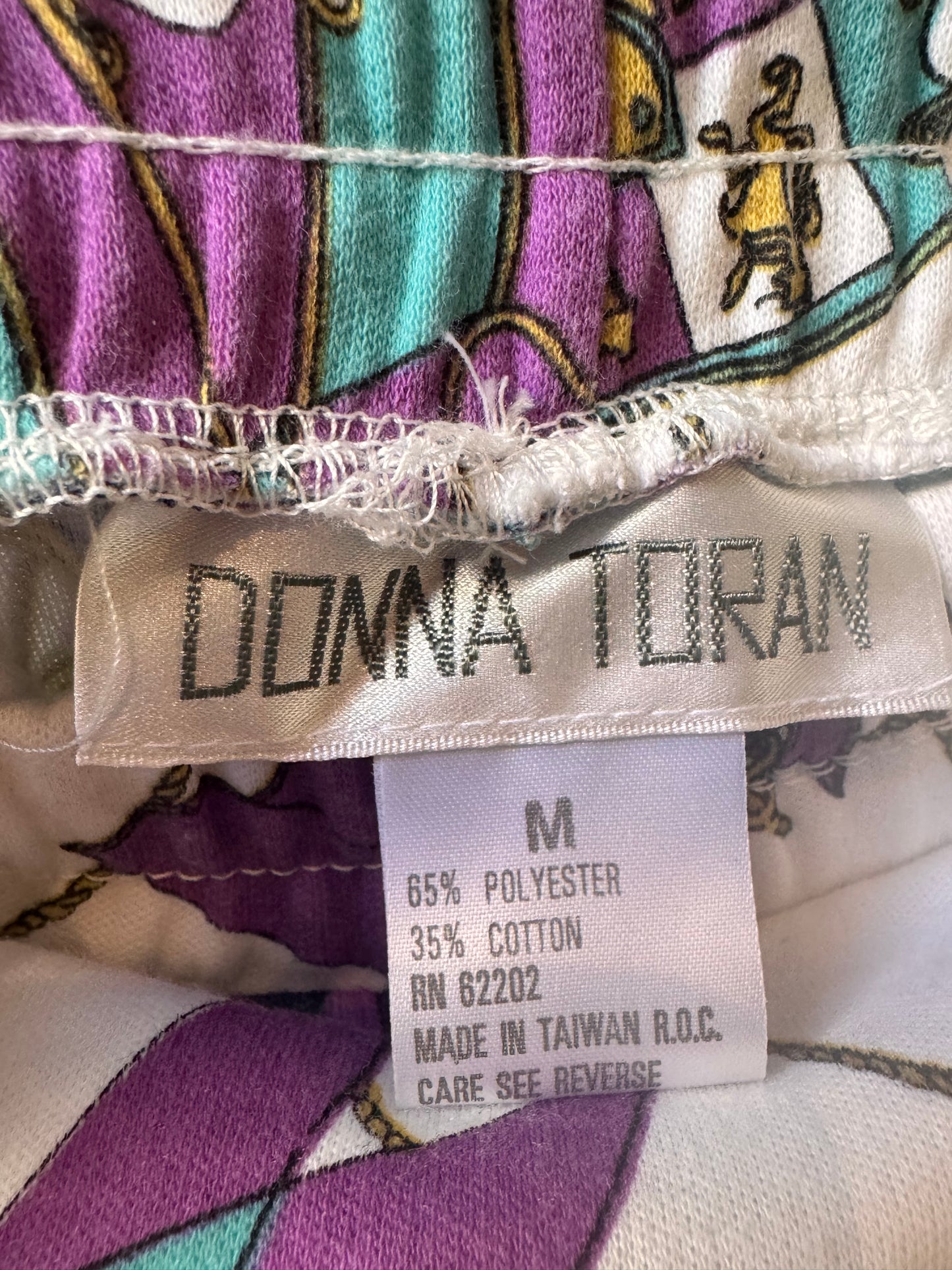 1980s Purple Teal & White Anchor Print Skirt