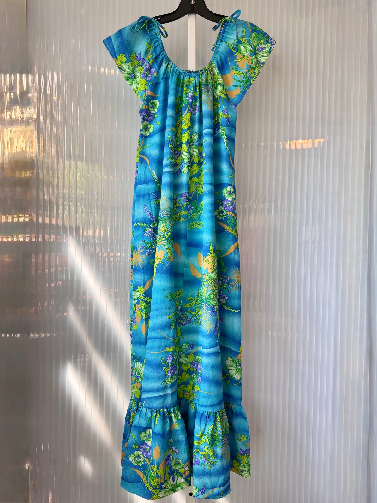 Blue & Green Hawaiian Pattern Mumu Dress