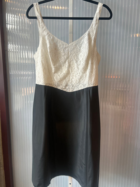 1960s Black & White Lace Slip