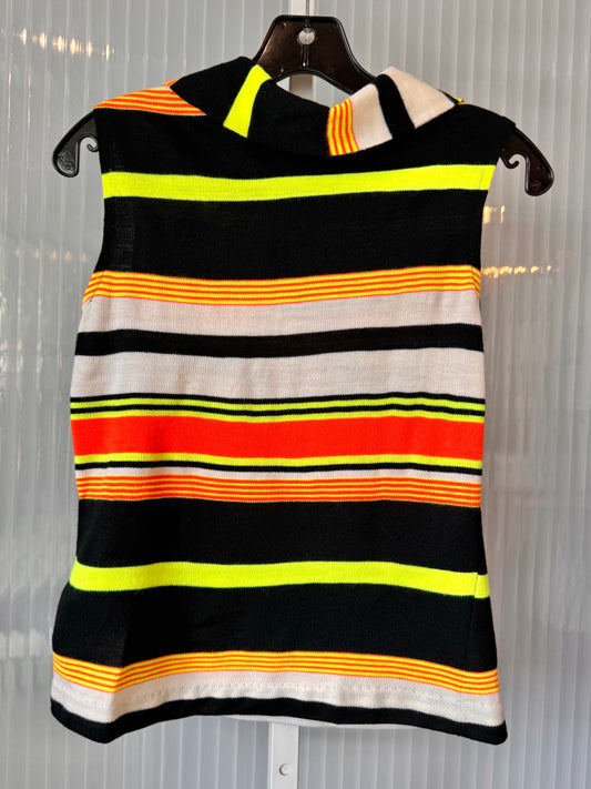 1960s Black Orange & Yellow Sleeveless Turtleneck