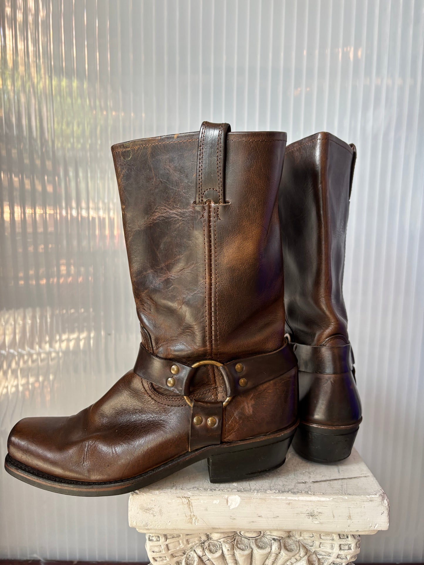 Frye Square Toe Dark Brown Leather Boots 11