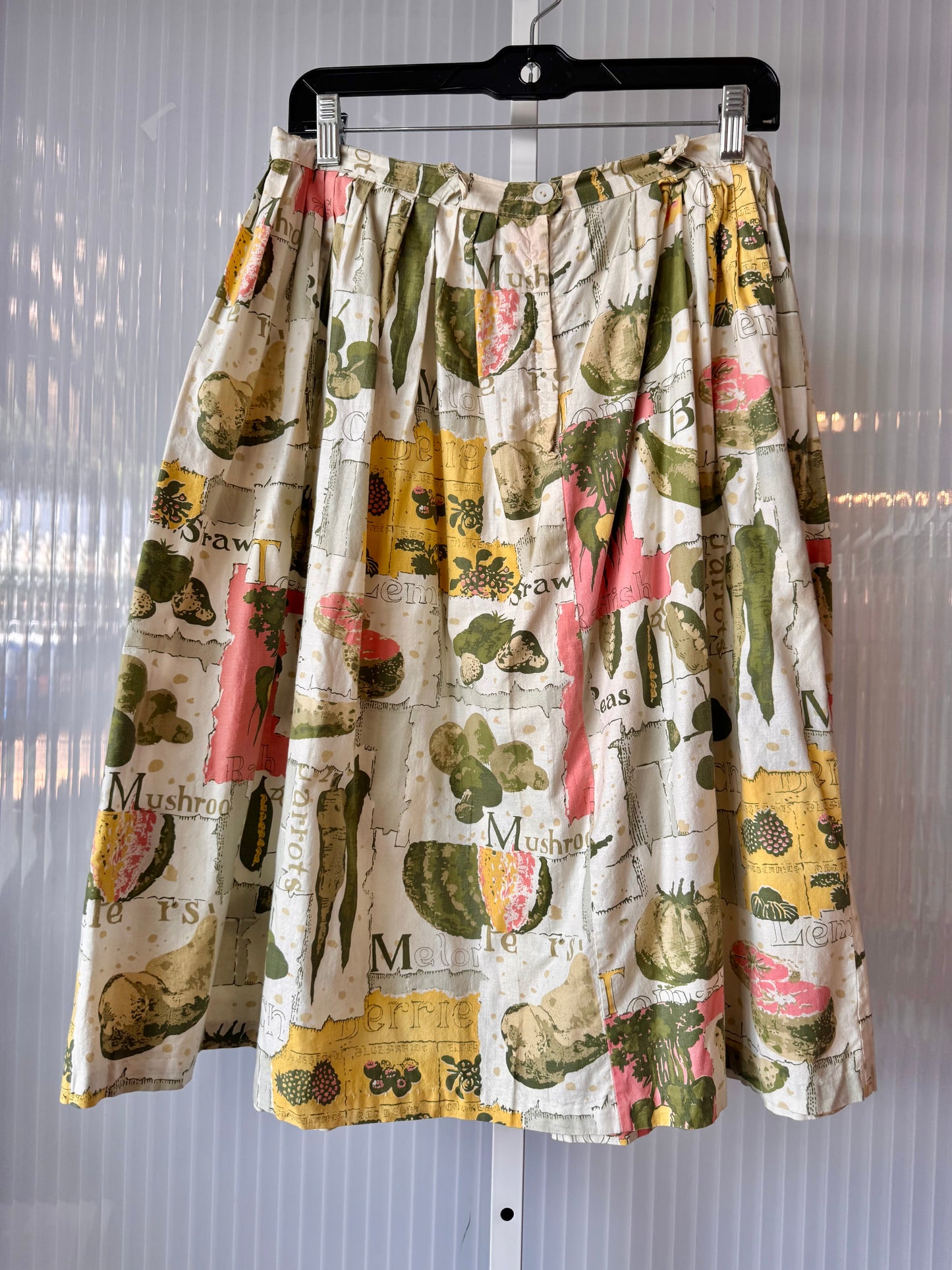 White & Green Pleated Produce Skirt
