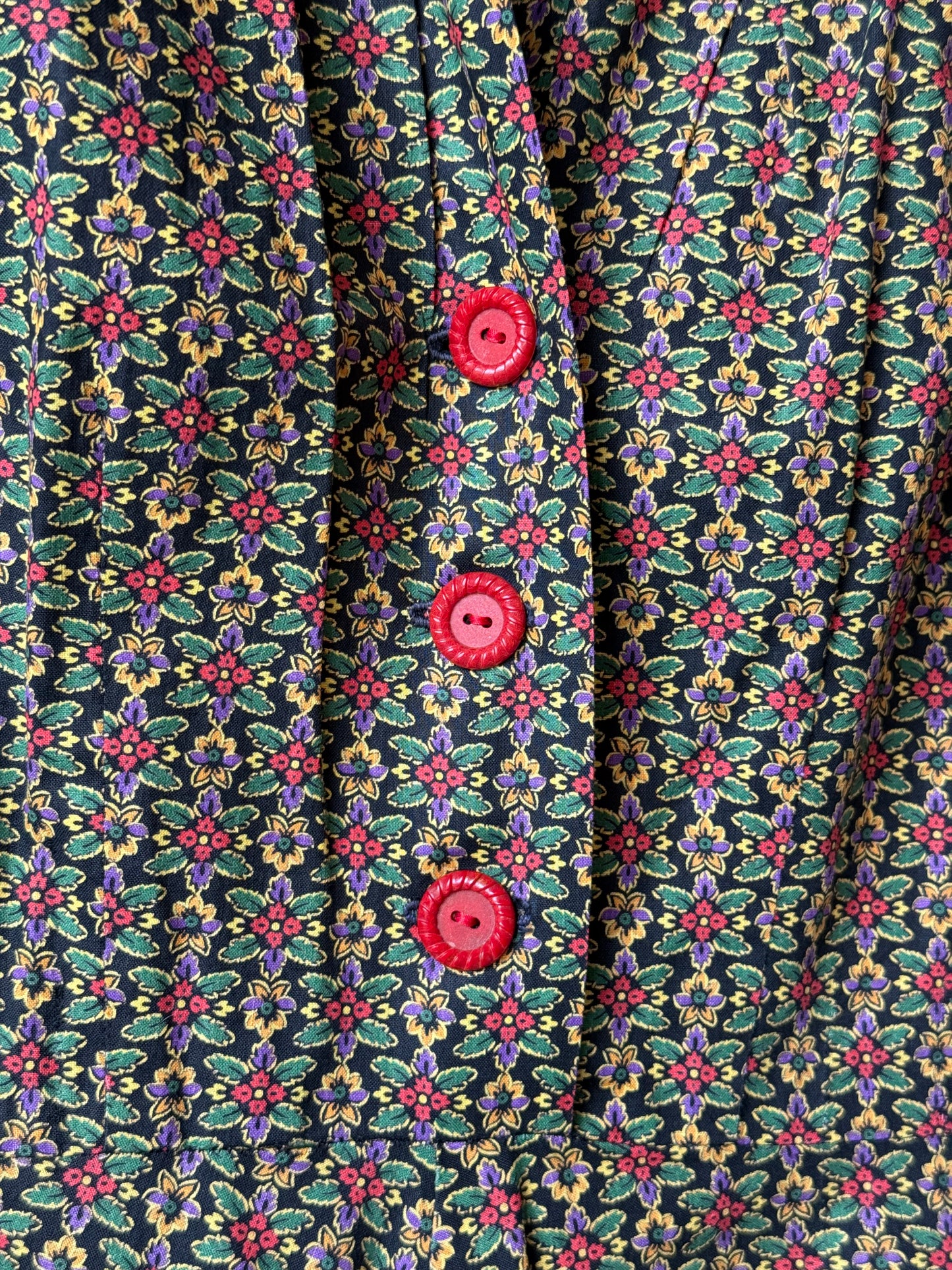 1950s Multicolor Floral Patterned Shirt Waist Dress