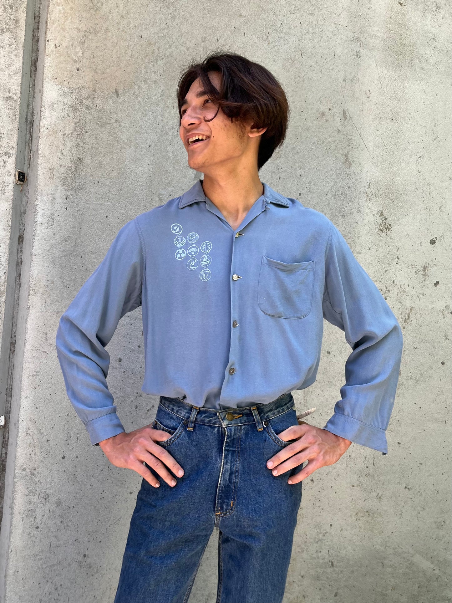 1950s Richman Brothers Blue Button-Up