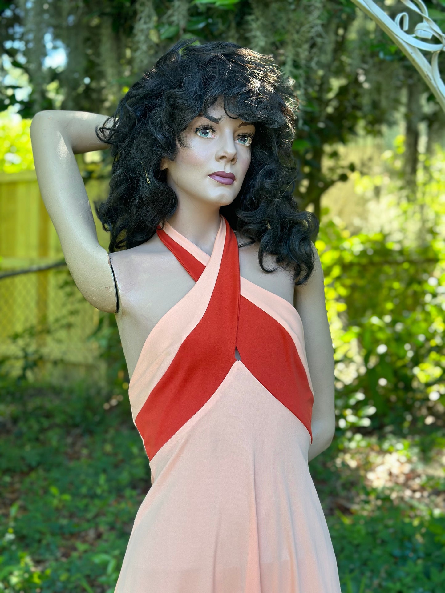 1970’s Color Block Dual-Toned Peach Maxi